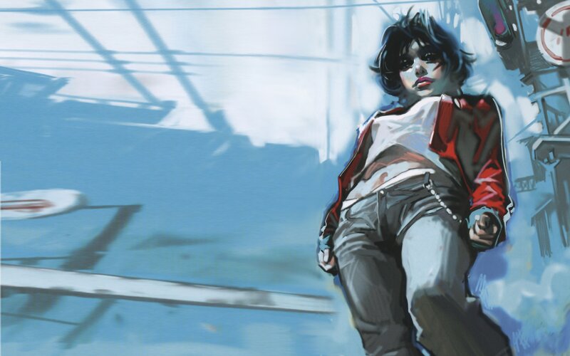 Person in Red Jacket — Blue, Dramatic