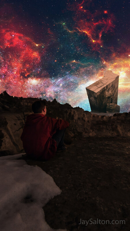 Person in Red Jacket — Dramatic, Night, Digital Art