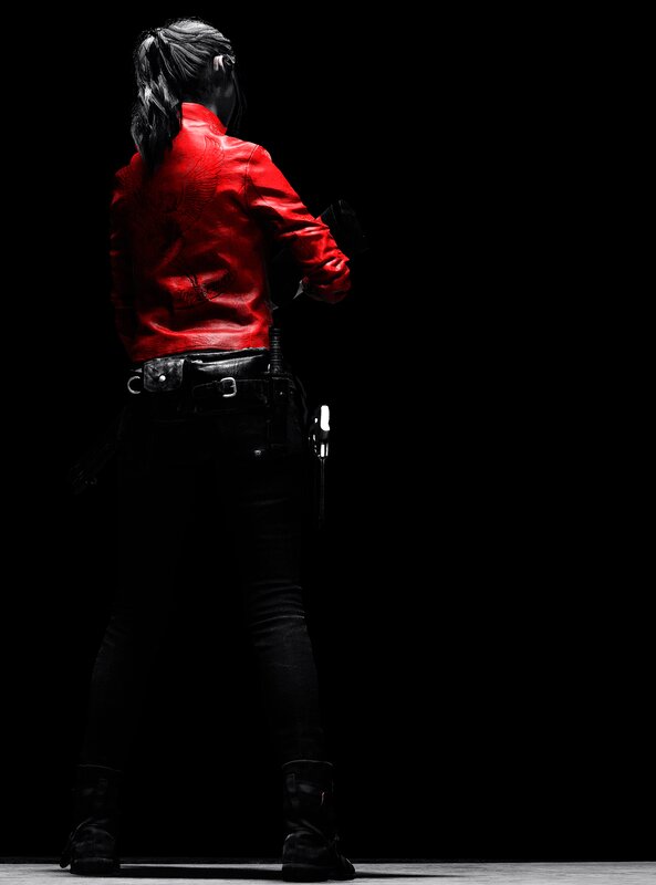 Person in Red Jacket — Dramatic, Photograph