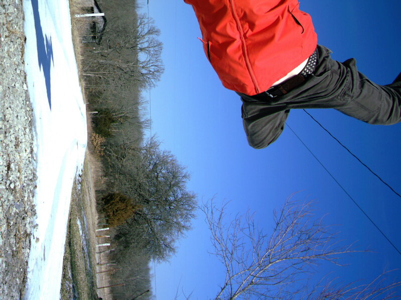 person in red jacket outdoors