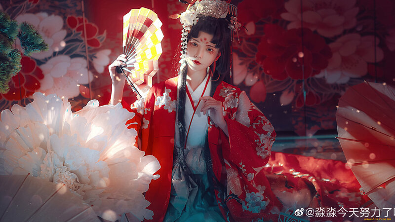 Person in Red Kimono — Dramatic, Digital Art
