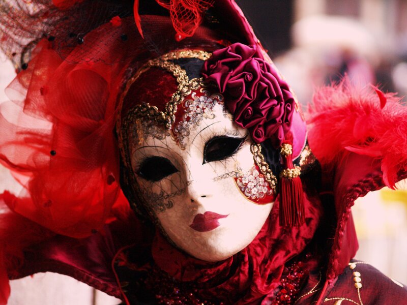 Person in Red Mask — Dramatic