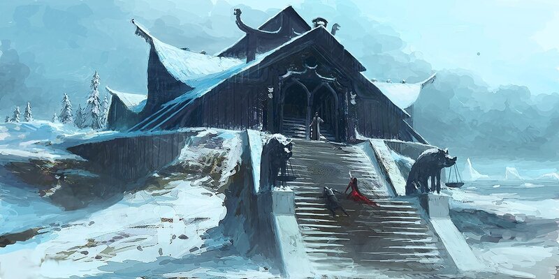 Person in Red Robe — Blue, Dramatic, Winter