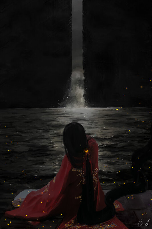 Person in Red Robe — Dramatic, Night, Digital Art, Robes