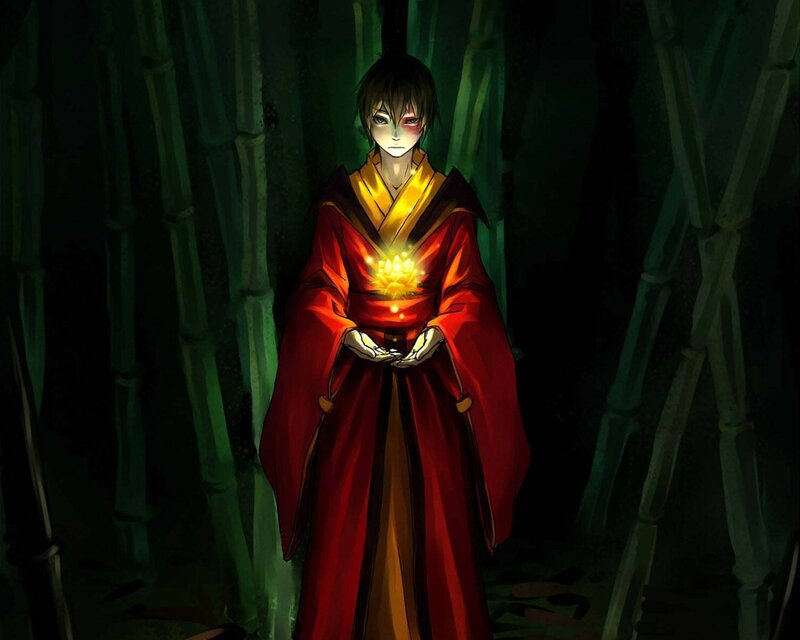 Person in Red Robe — Dramatic, Night