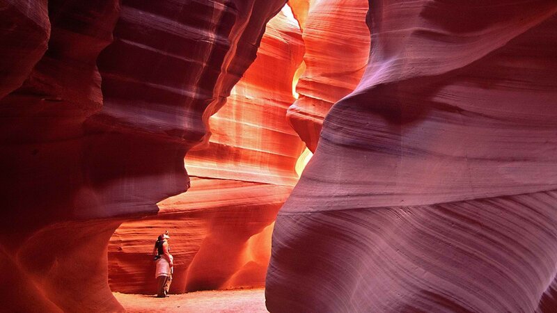 person in red rock canyon