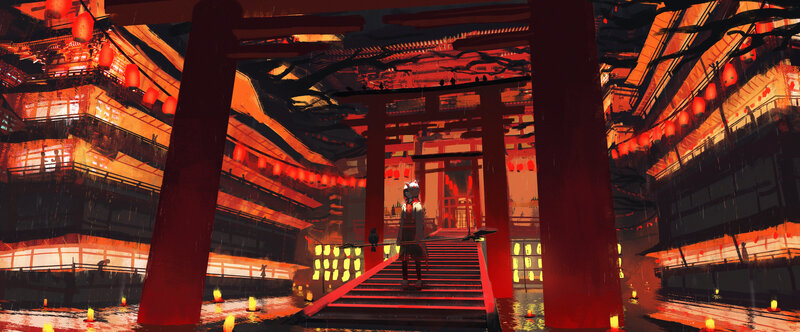 Person in Red Shrine