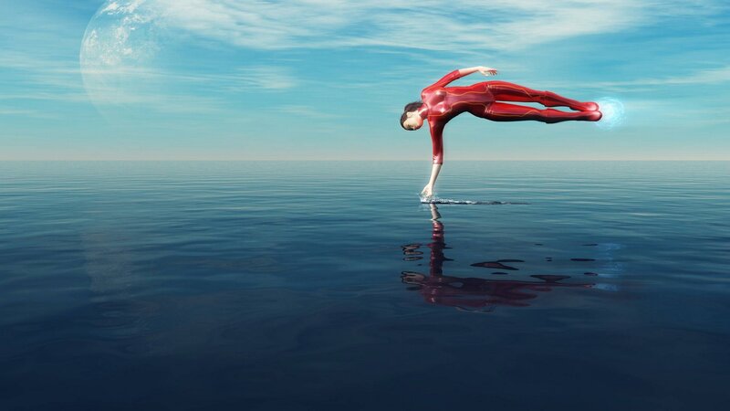 Person in Red Suit — Blue, Serene