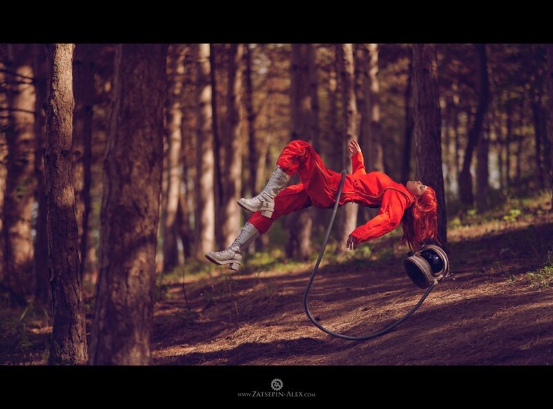 Person in Red Suit — Dramatic, Afternoon