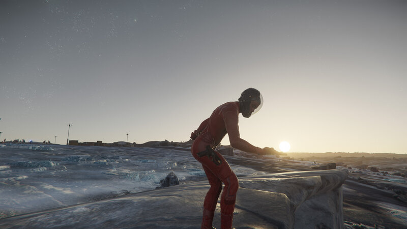 Person in Red Suit — Dramatic, Sunset