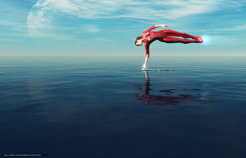 person in red suit on water