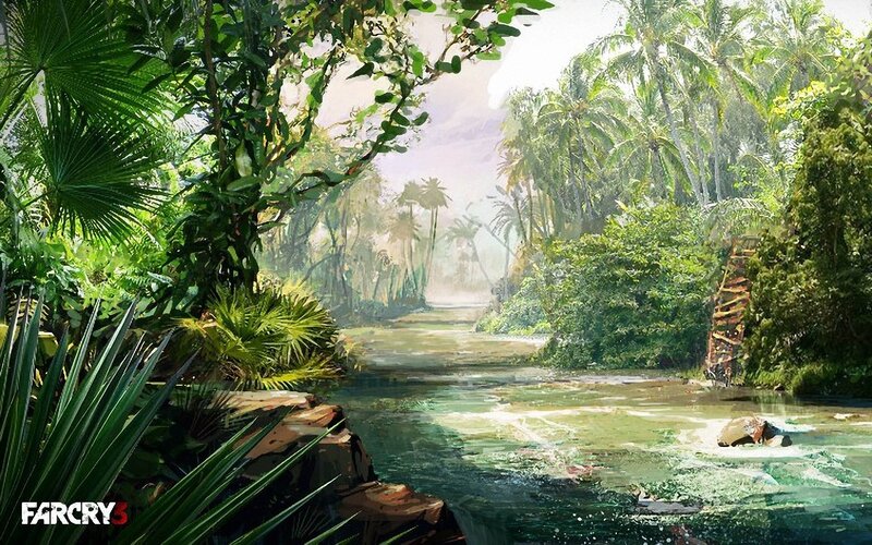 Person in River — Green, Tropical