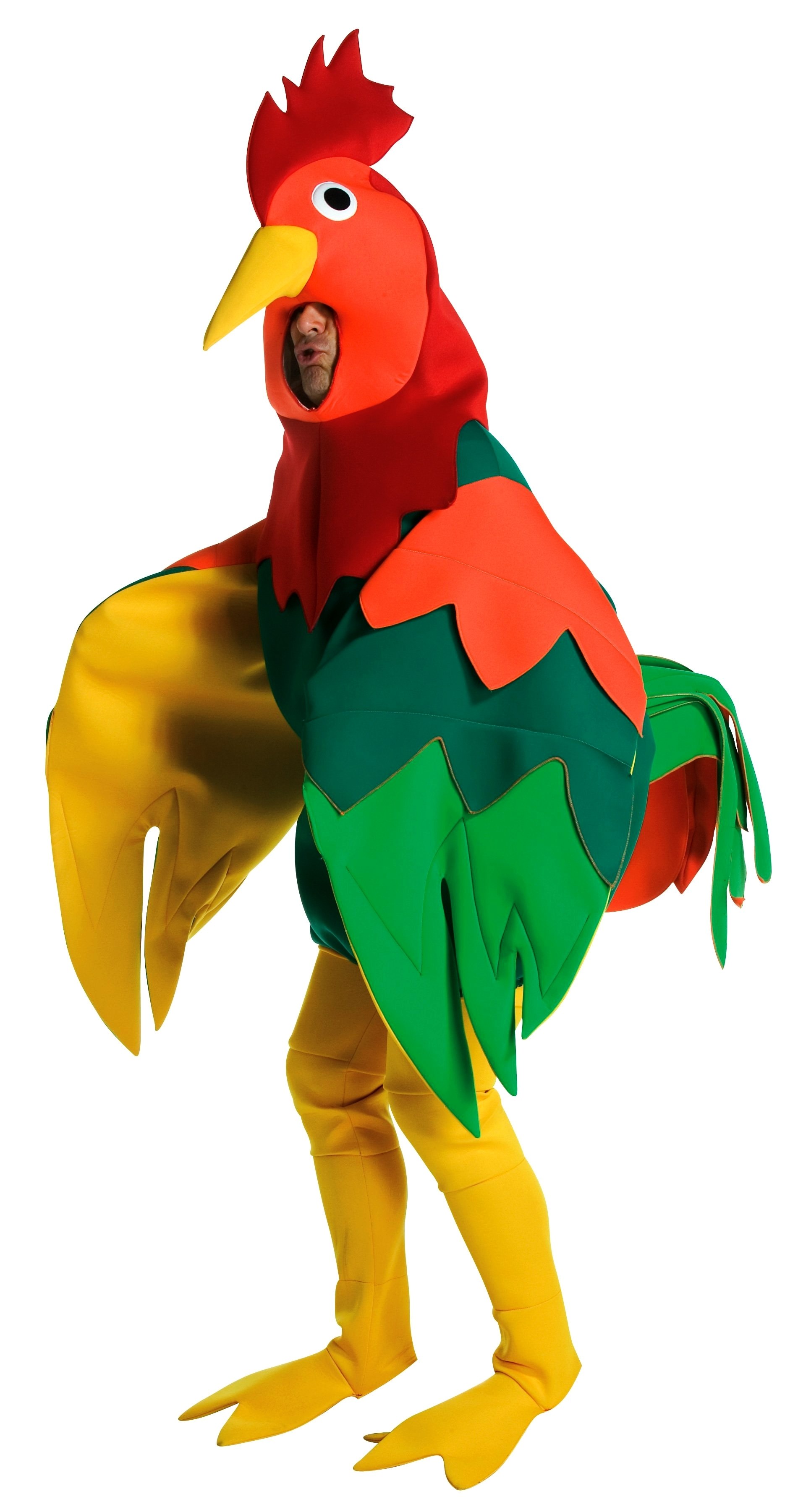 person in rooster costume