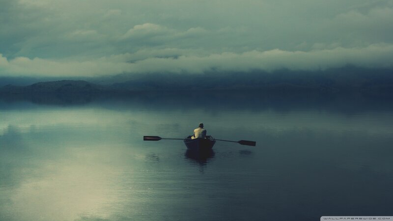 Person in Rowboat — Blue