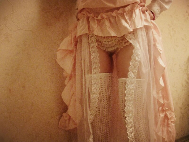 person in ruffled dress