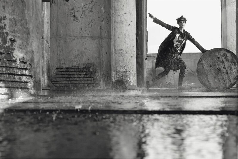 Person in Ruined Building — Black, Dramatic, Photograph