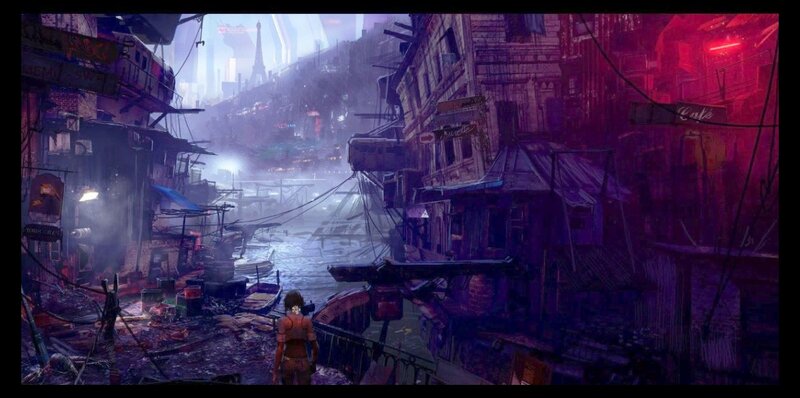 Person in Ruined City — Purple, Dystopian