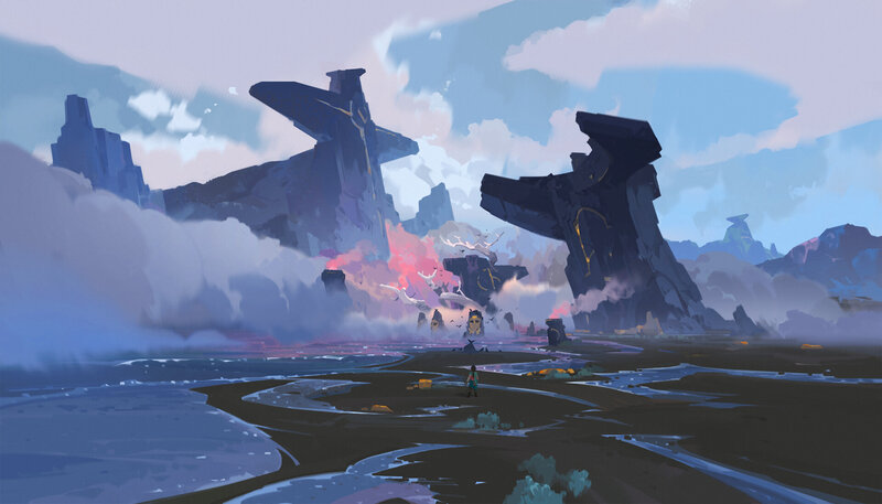 Person in Ruined Landscape — Blue
