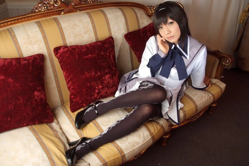 Person in School Uniform — White, Calm, Photograph, Couch