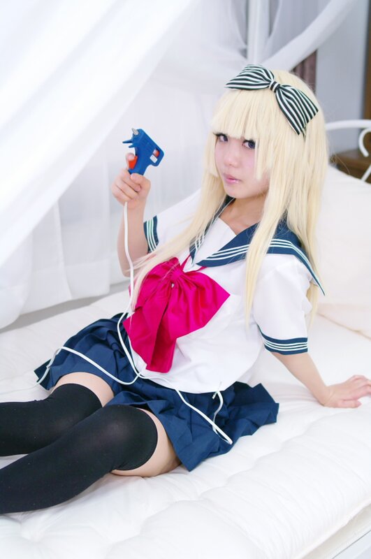 Person in School Uniform — White, Calm, Photograph, Glue Gun