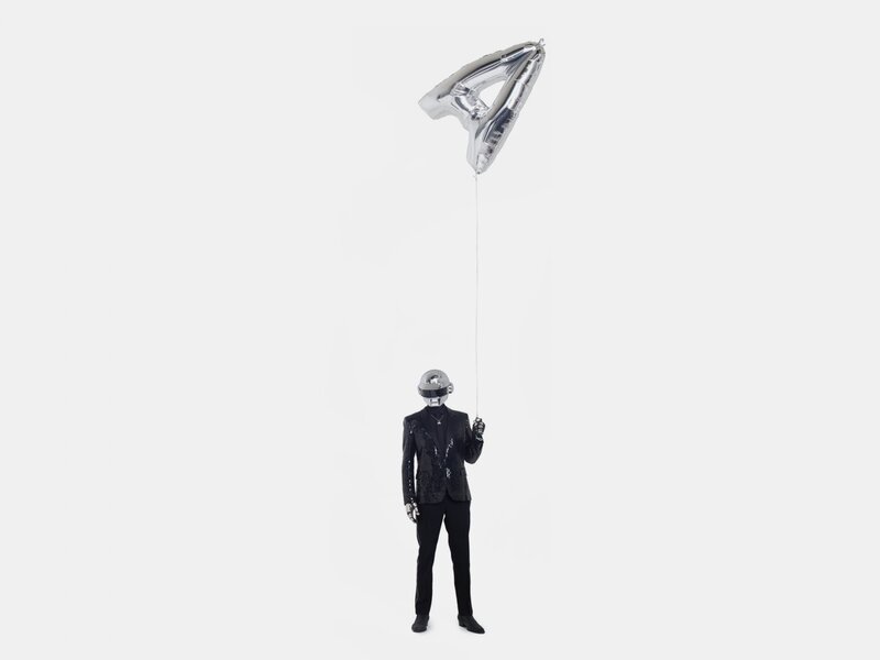 Person in Silver Helmet — White
