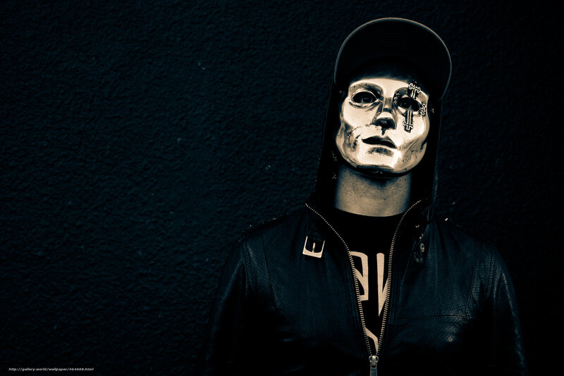 person in silver mask and hoodie