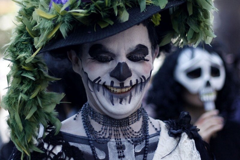 person in skull makeup