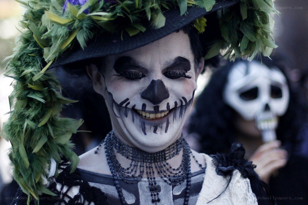 person in skull makeup