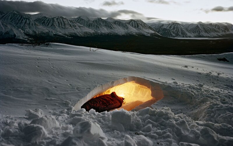 Person in Snow Cave