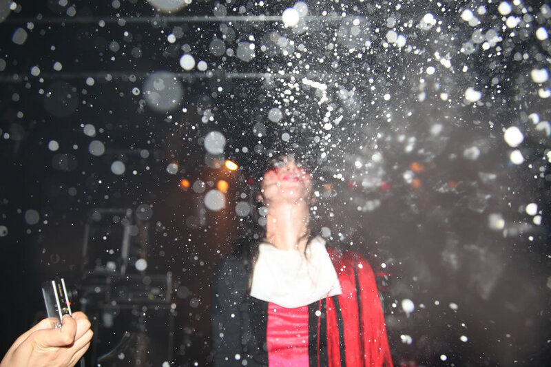 Person in snowfall at night