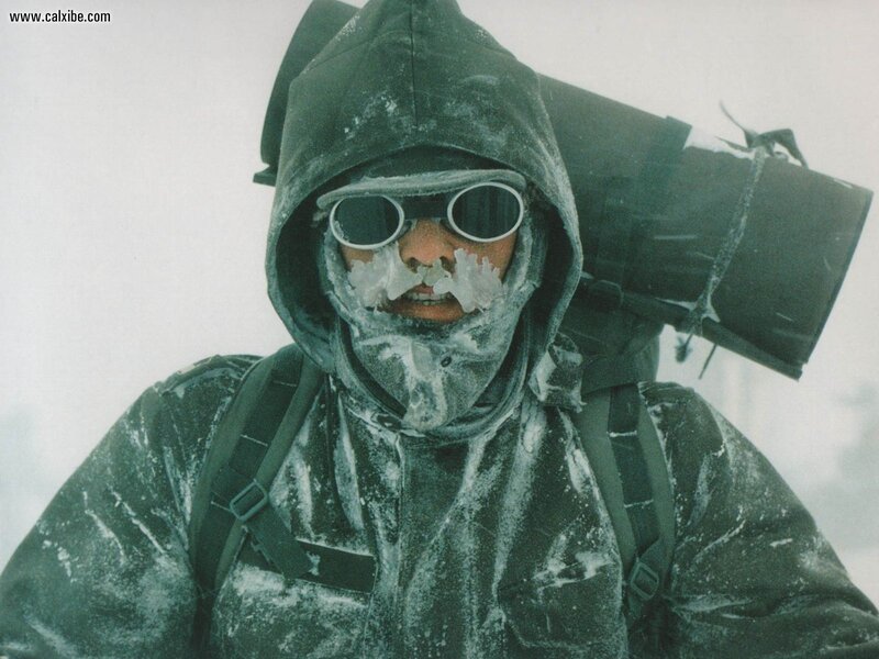 person in snowy conditions