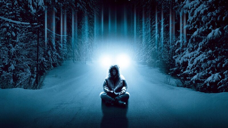 person in snowy forest