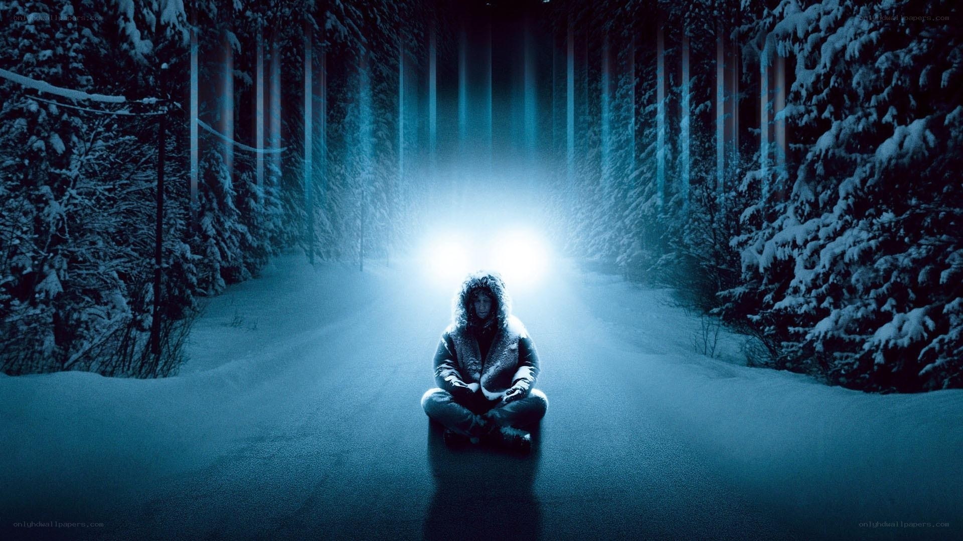 person in snowy forest