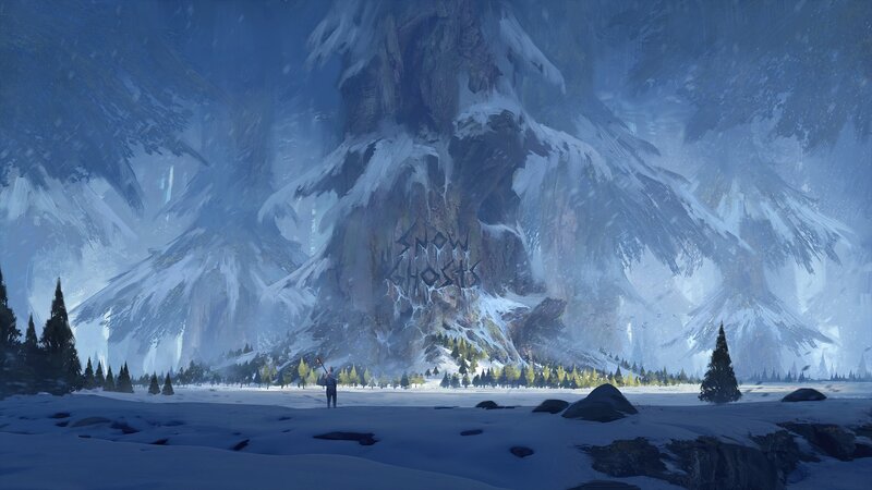 Person in Snowy Landscape — Blue, Cold