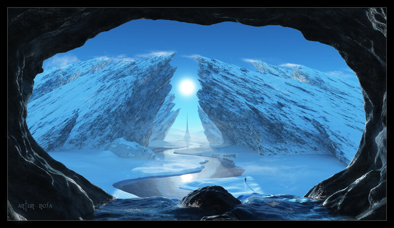 Person in Snowy Landscape — Blue, Serene