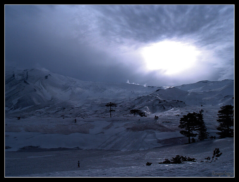 Person in Snowy Landscape — Blue
