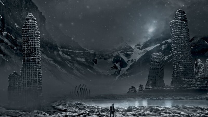Person in Snowy Landscape — Gray, Dramatic