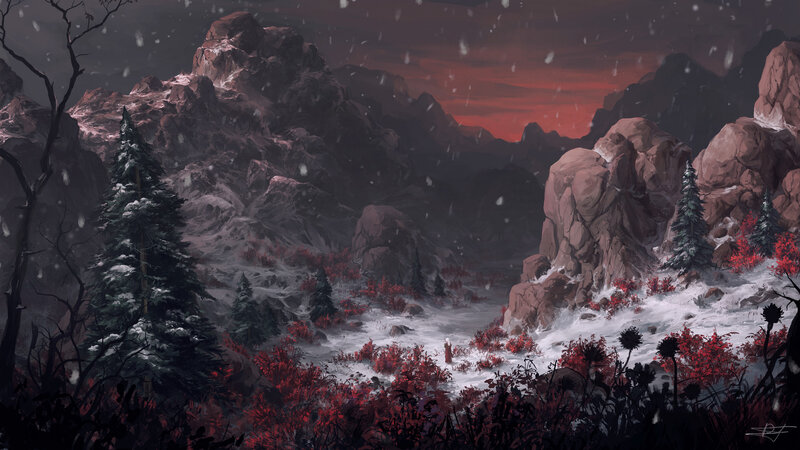 Person in Snowy Valley