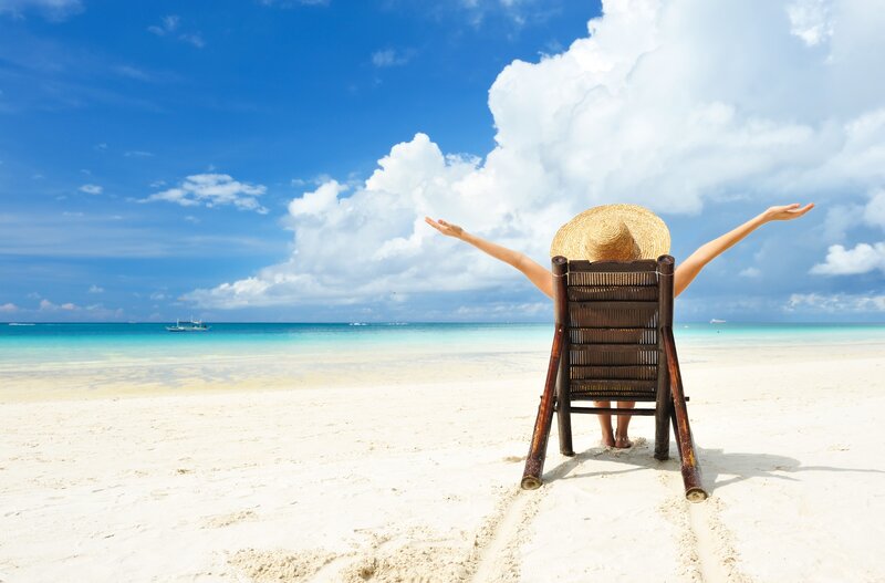 Person in Straw Hat — Blue, Serene