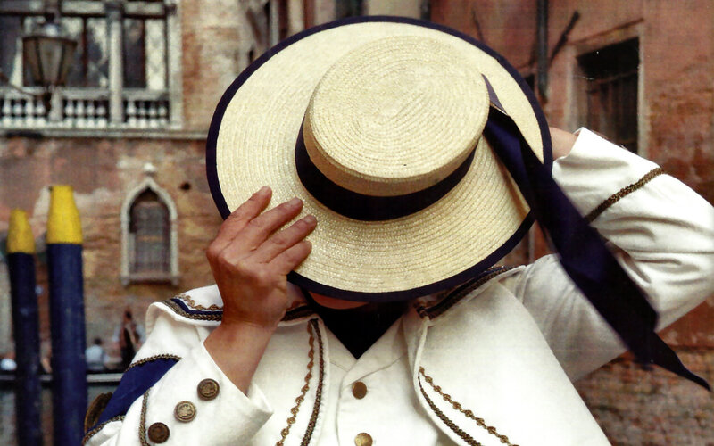 Person in Straw Hat — White