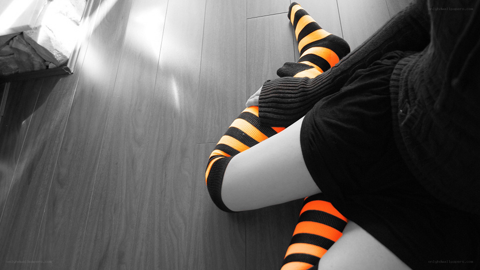 person in striped socks