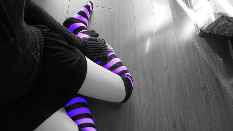 person in striped socks