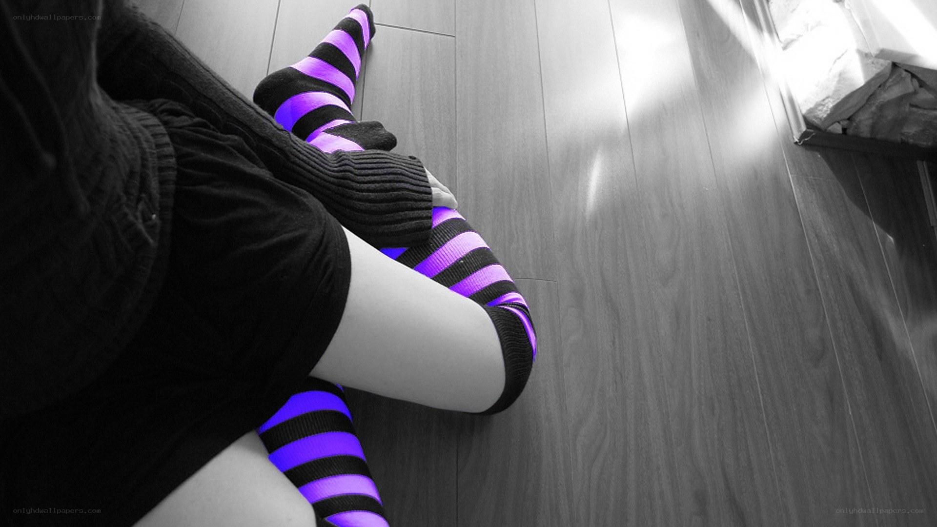 person in striped socks