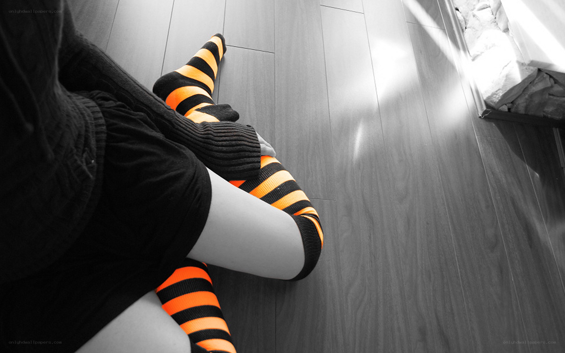 person in striped socks