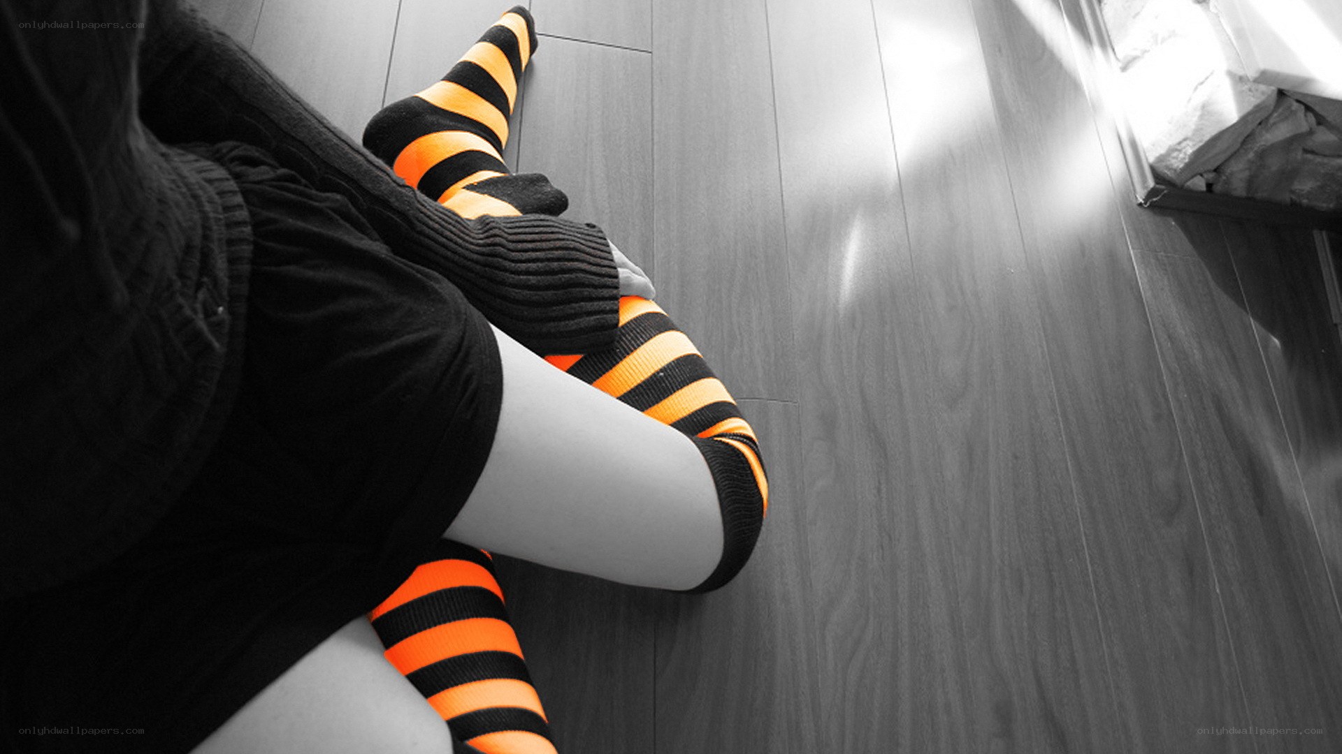 person in striped socks