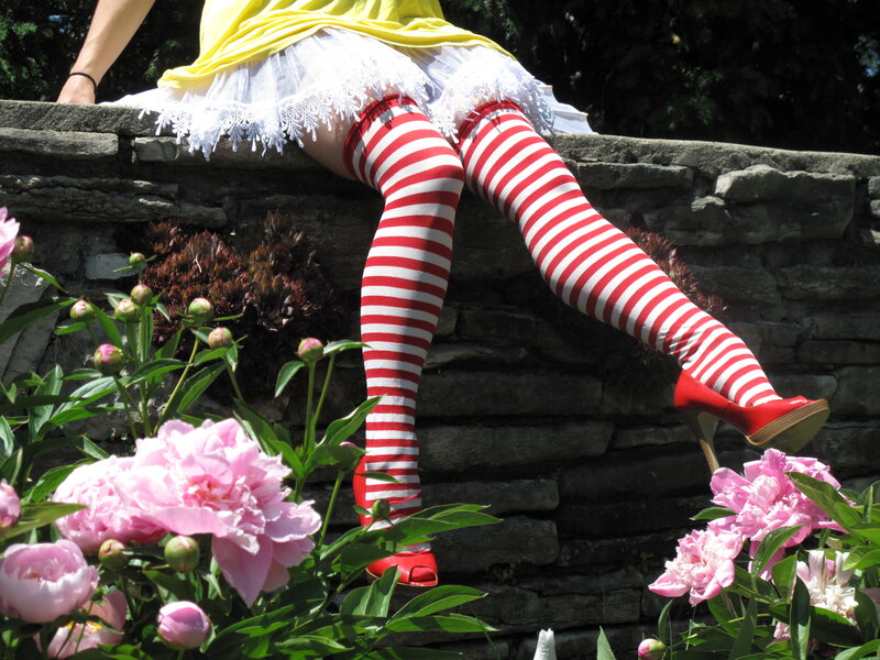 person in striped stockings