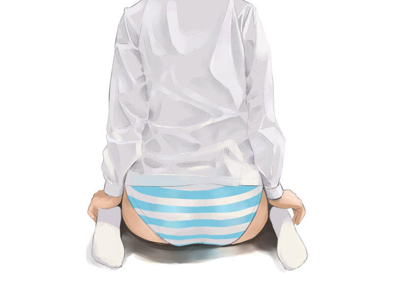 person in striped underwear
