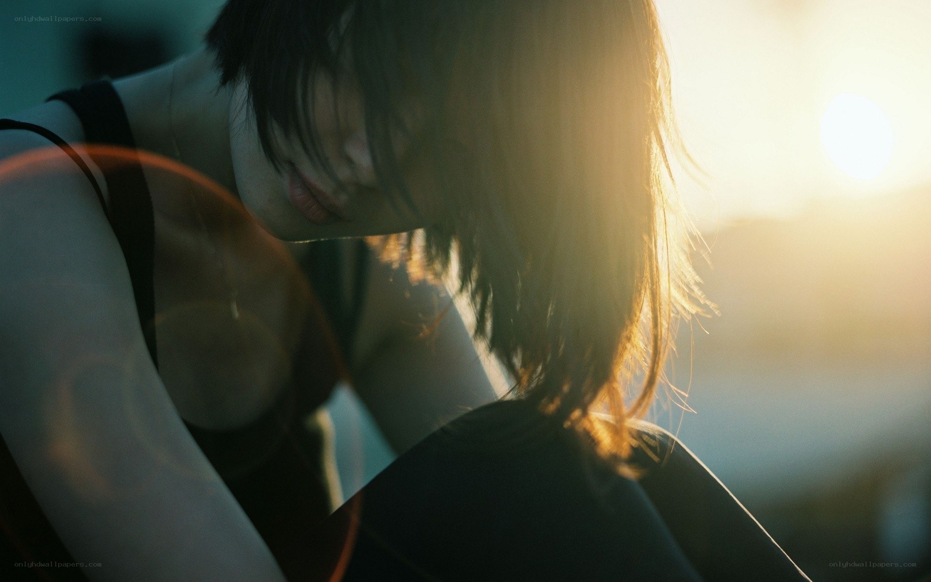 person in sunset light