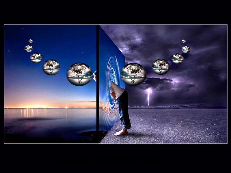 Person in Surreal Landscape — Blue