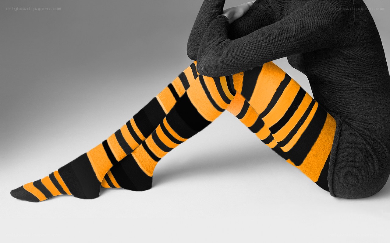 person in tiger-striped tights